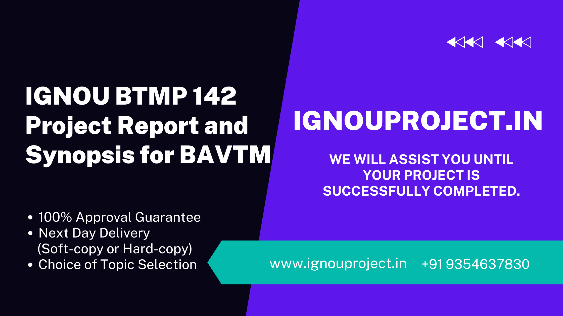 IGNOU BTMP 142 Project Report and Synopsis for BAVTM