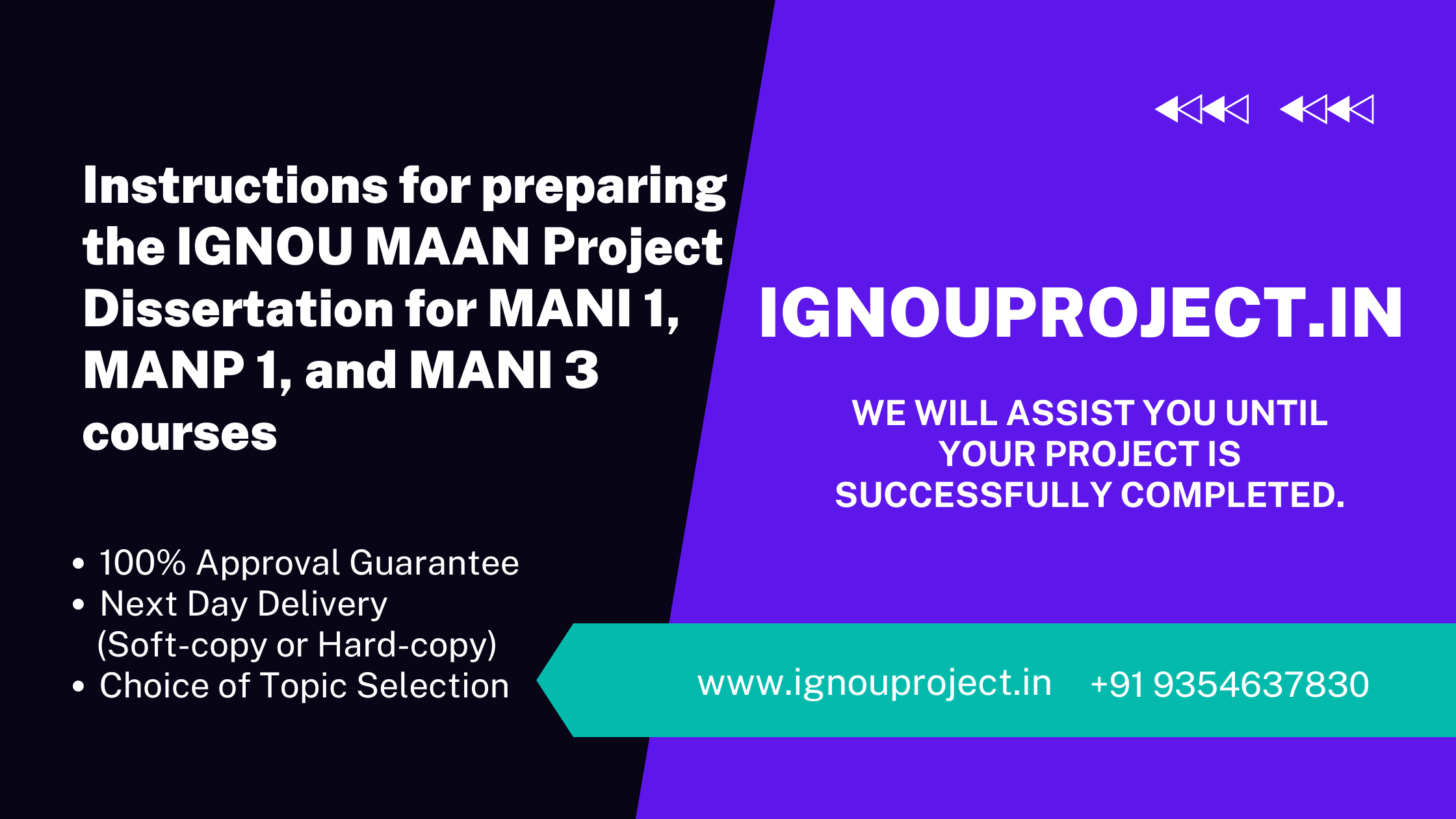 Instructions for preparing the IGNOU MAAN Project Dissertation for MANI 1, MANP 1, and MANI 3 courses