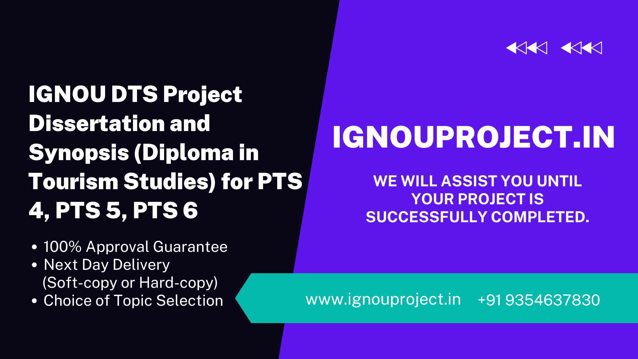 IGNOU DTS Project Dissertation and Synopsis (Diploma in Tourism Studies) for PTS 4, PTS 5, PTS 6