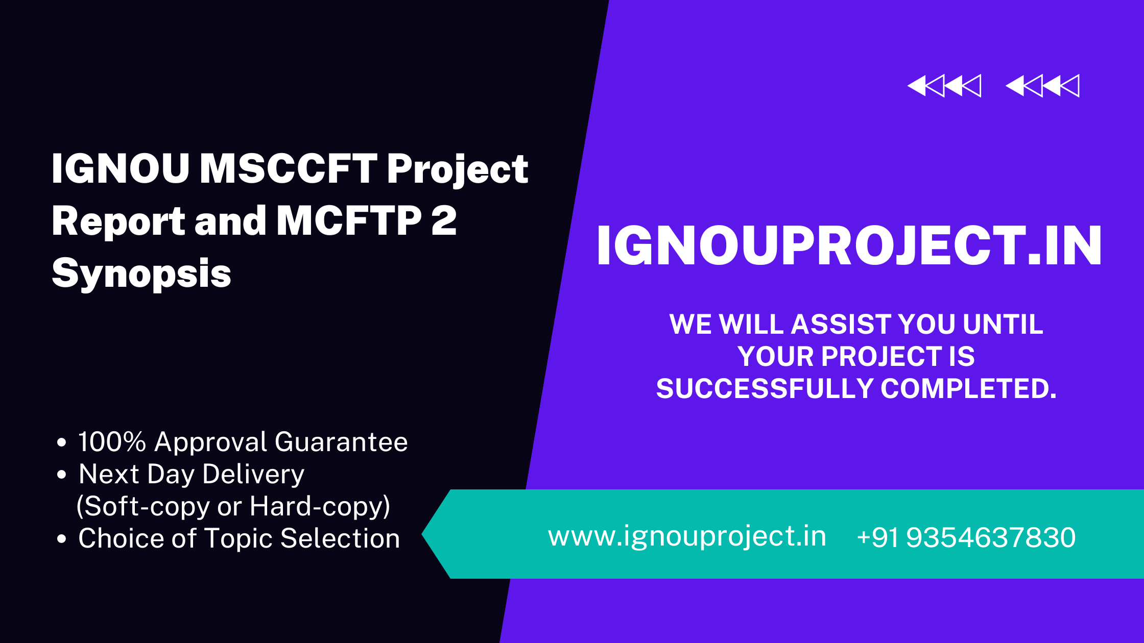 IGNOU MSCCFT Project Report and MCFTP 2 Synopsis