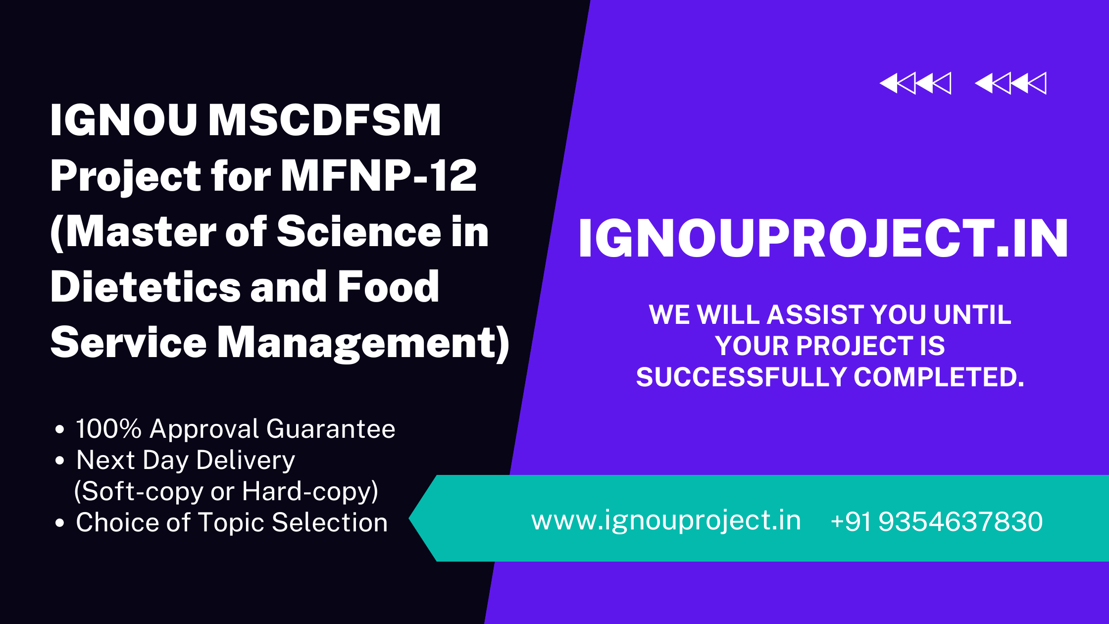 IGNOU MSCDFSM Project for MFNP-12 (Master of Science in Dietetics and Food Service Management)