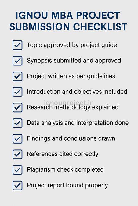 IGNOU MBA Project Submission Checklist
