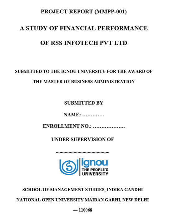 IGNOU MBA Project Report Front Page